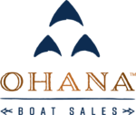 Ohana Boat Sales logo with 3 stacked blue fins